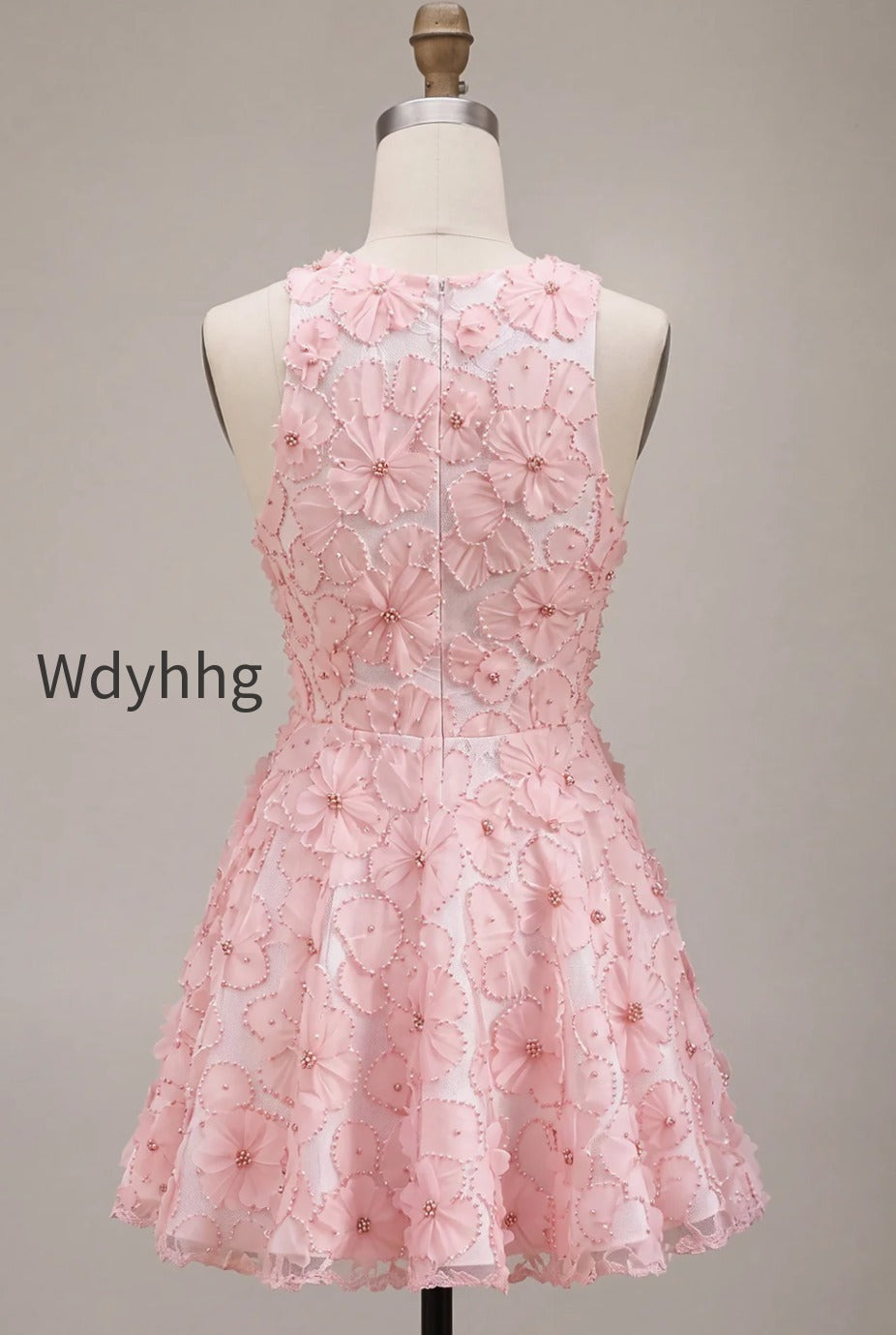 pink-floral-a-line-beaded-round-neck-short-homecoming-dress