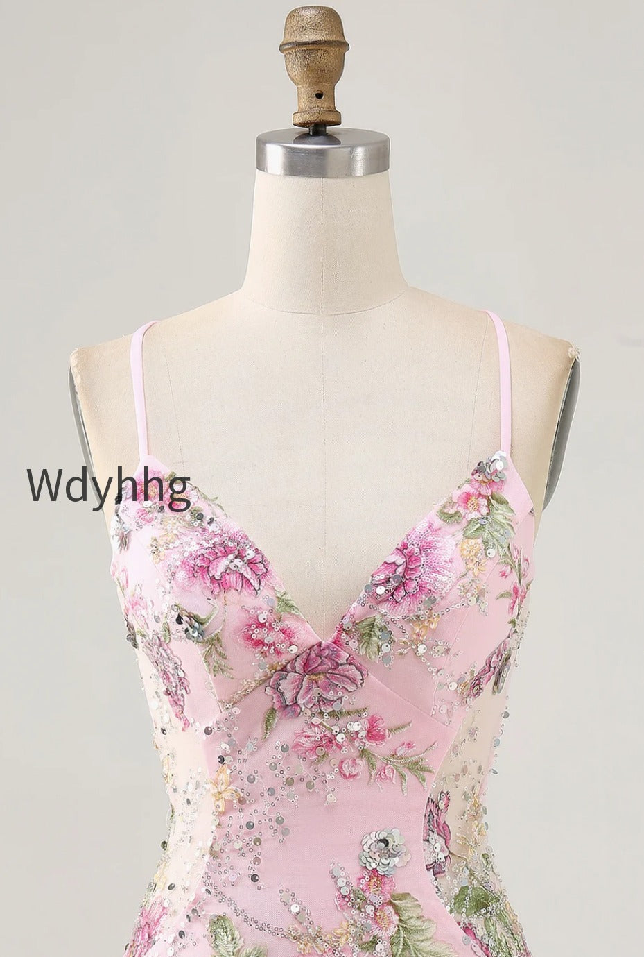 sparkly-pink-beaded-floral-short-tight-homecoming-dress-with-sequins