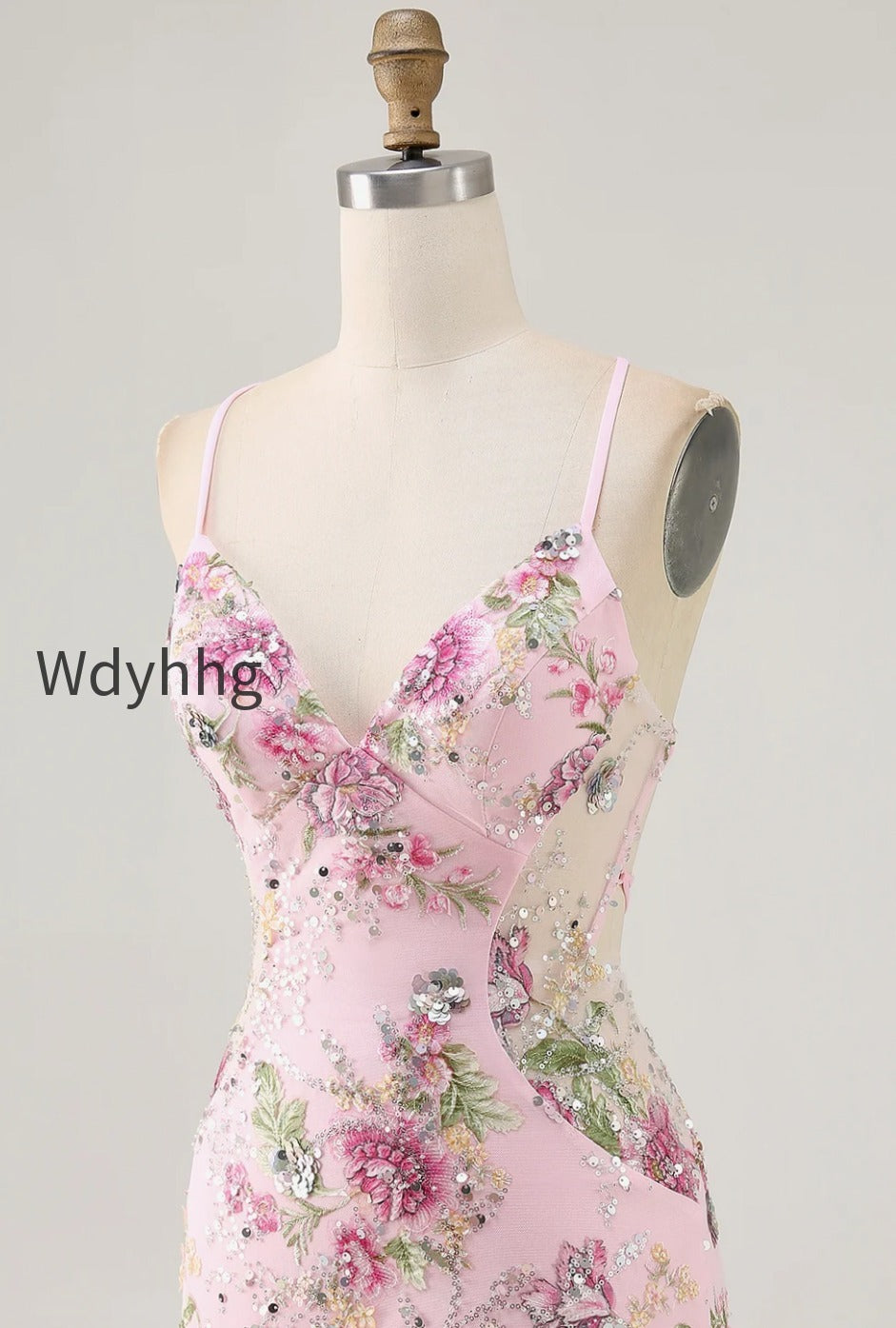 sparkly-pink-beaded-floral-short-tight-homecoming-dress-with-sequins