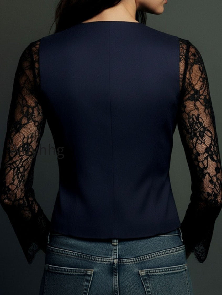 elegant-black-lace-panel-sleeve-blazer-top-vest-orkp
