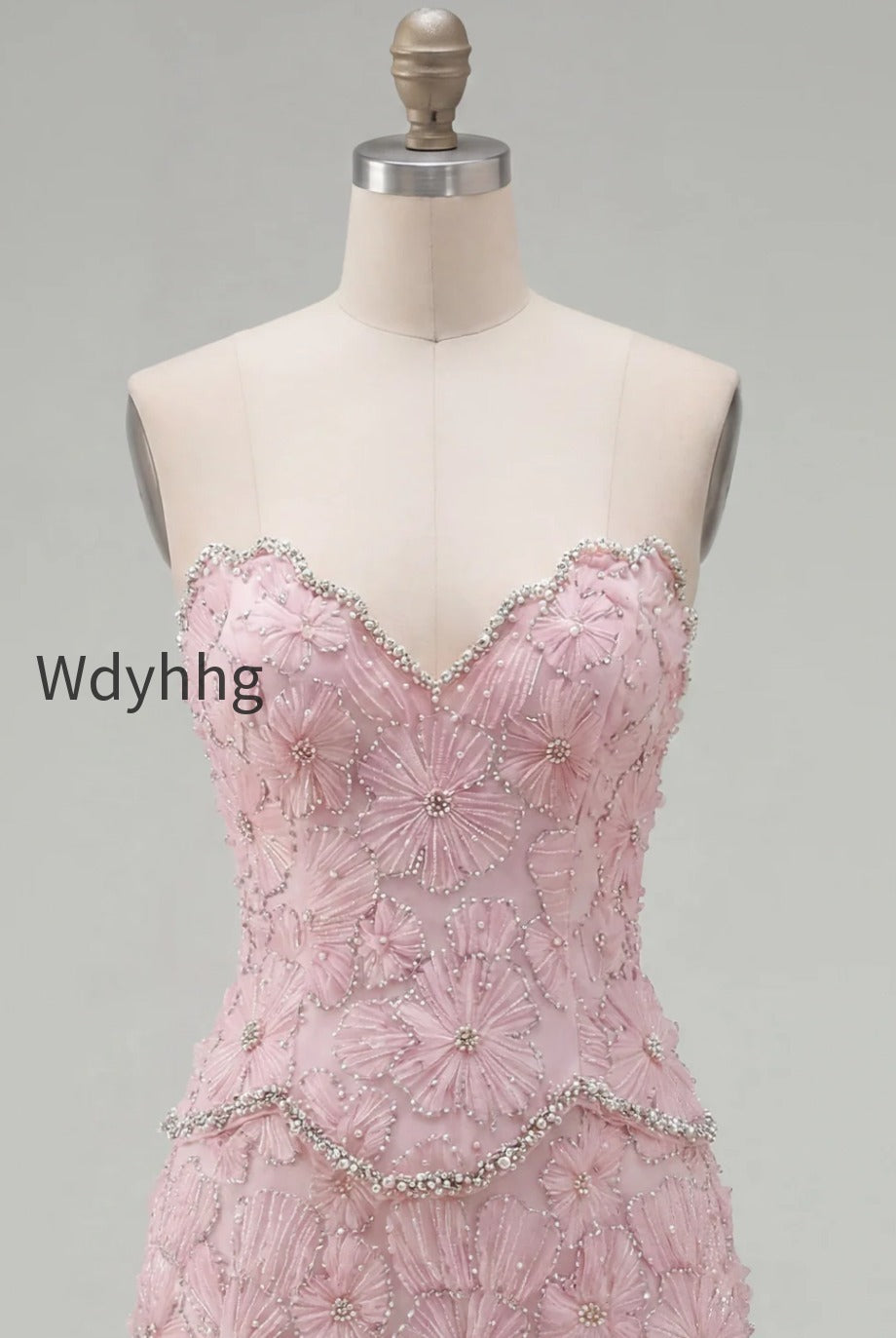 sparkly-pink-floral-tight-short-strapless-homecoming-dress-with-pearls