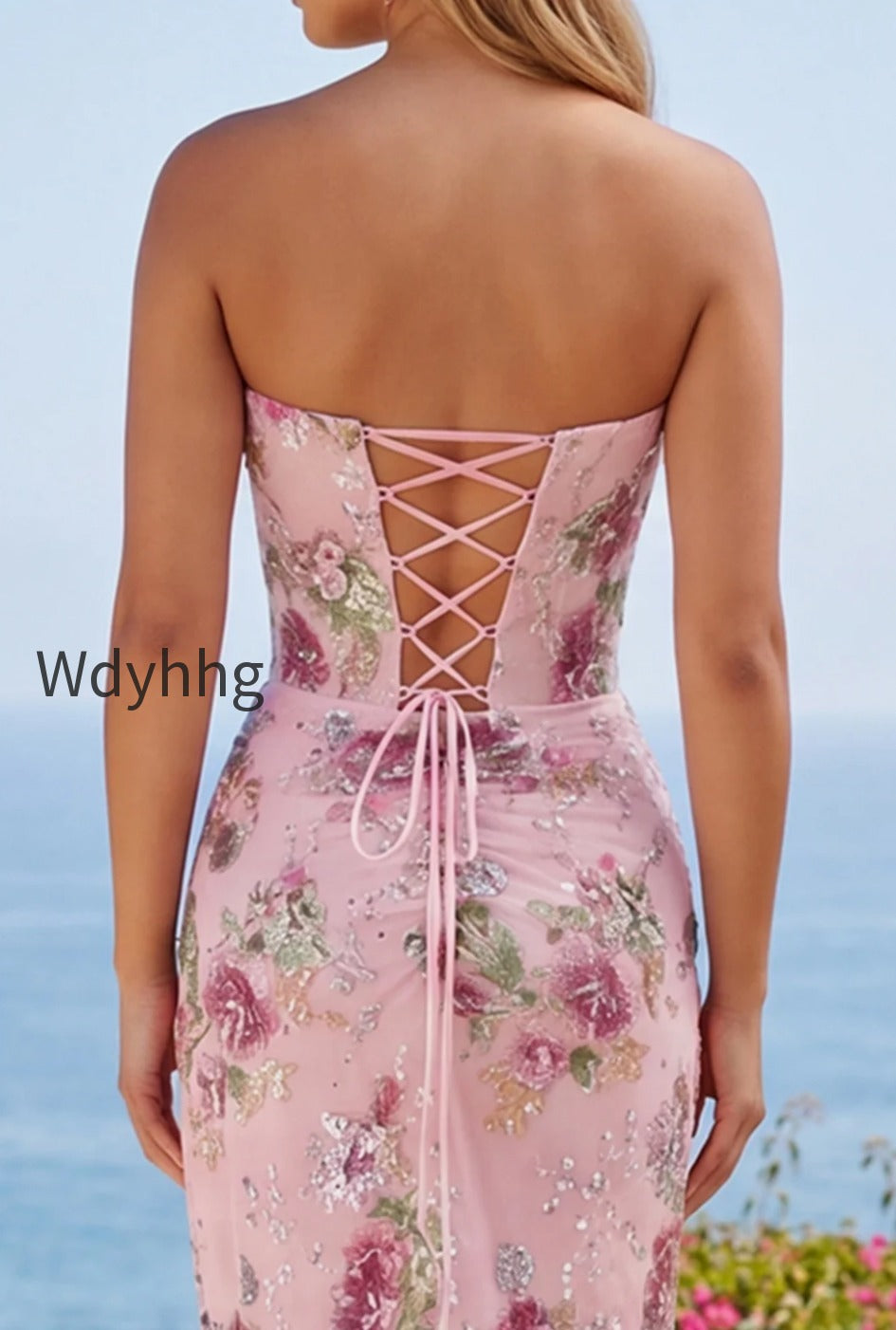 floral-corset-tight-short-sparkly-pink-ruched-beaded-homecoming-dress-with-slit