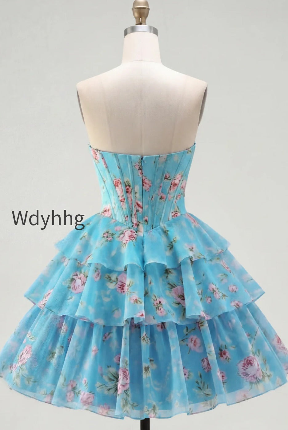 yellow-a-line-floral-corset-short-fringed-strapless-homecoming-dress-with-ruffles