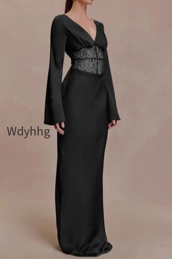 deep-v-neck-lace-panel-bodycon-maxi-lace-dress