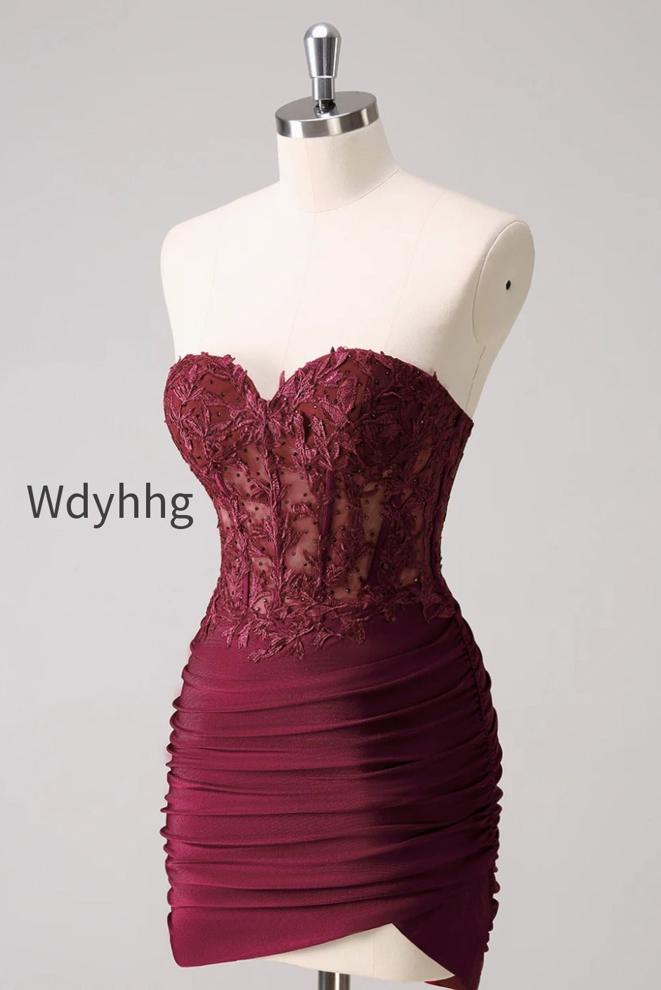 lilac-strapless-corset-pleated-tight-homecoming-dress-with-appliques