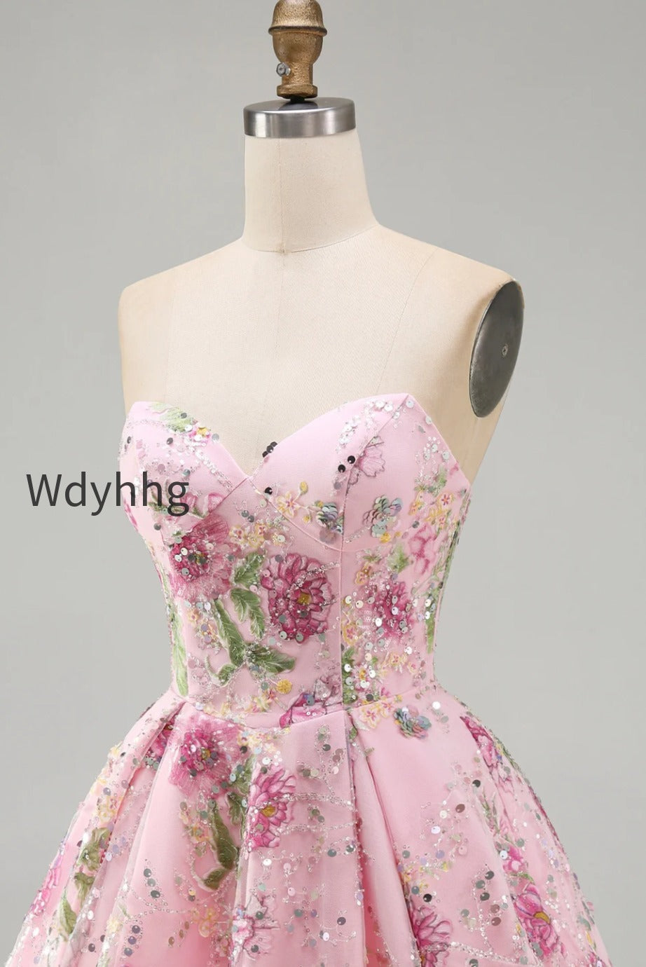 sparkly-pink-floral-beaded-a-line-short-strapless-homecoming-dress