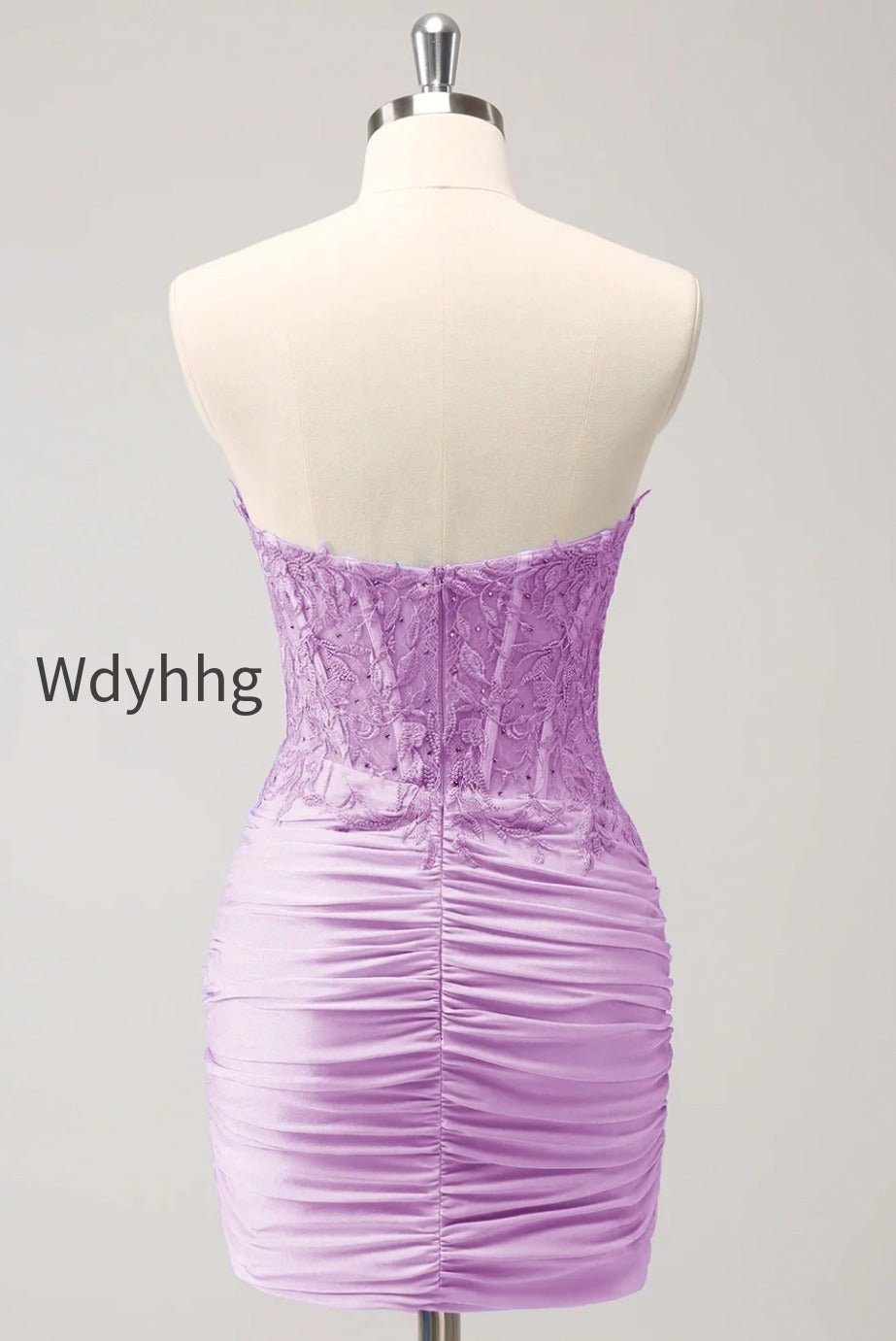 lilac-strapless-corset-pleated-tight-homecoming-dress-with-appliques