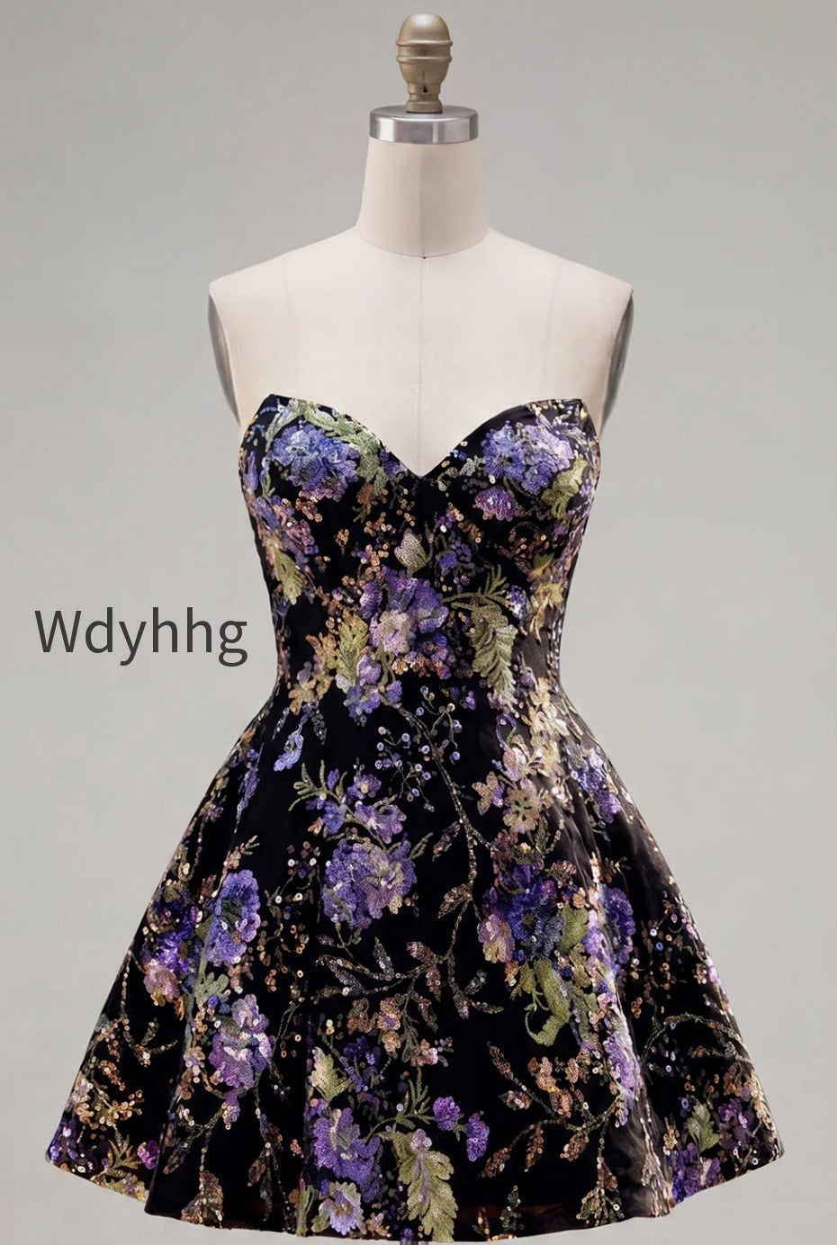 sparkly-pink-floral-beaded-a-line-short-strapless-homecoming-dress