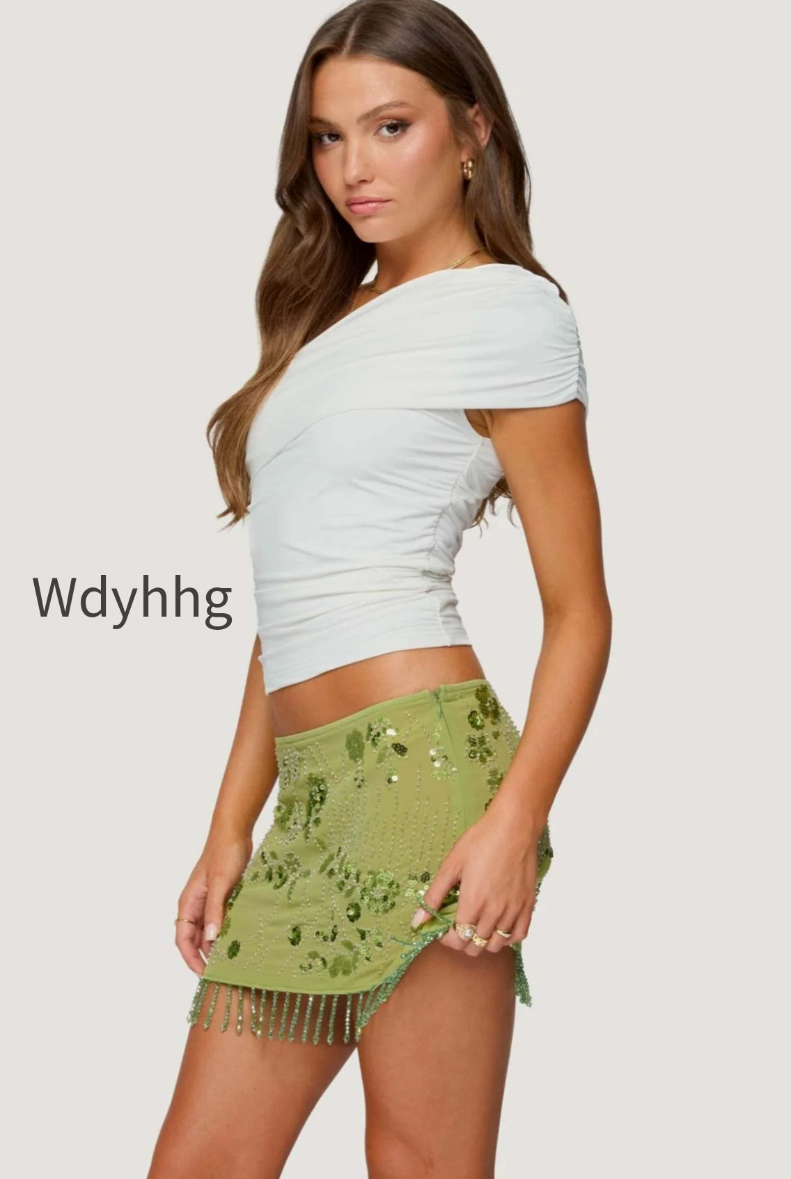 sequin-floral-print-high-waist-mini-skirt