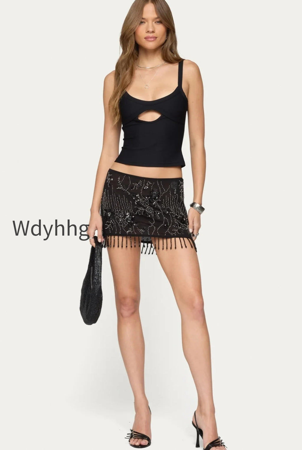 sequin-floral-print-high-waist-mini-skirt