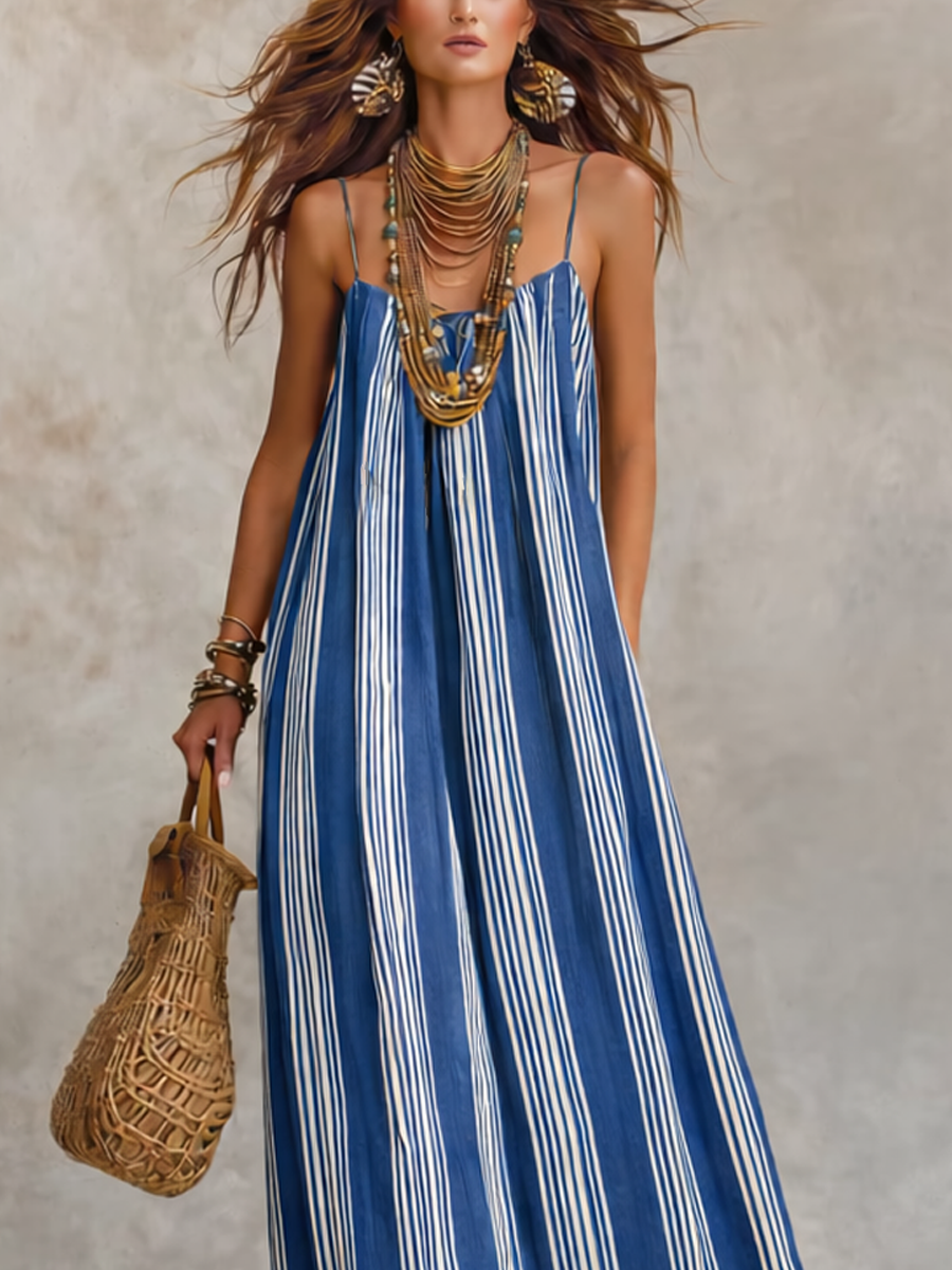 vacation-style-blue-and-white-striped-sundress