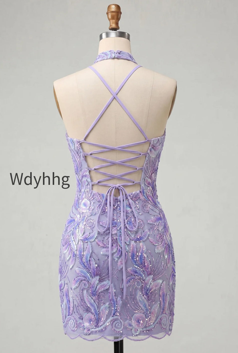 sparkly-pink-floral-halter-sequin-tight-short-homecoming-dress