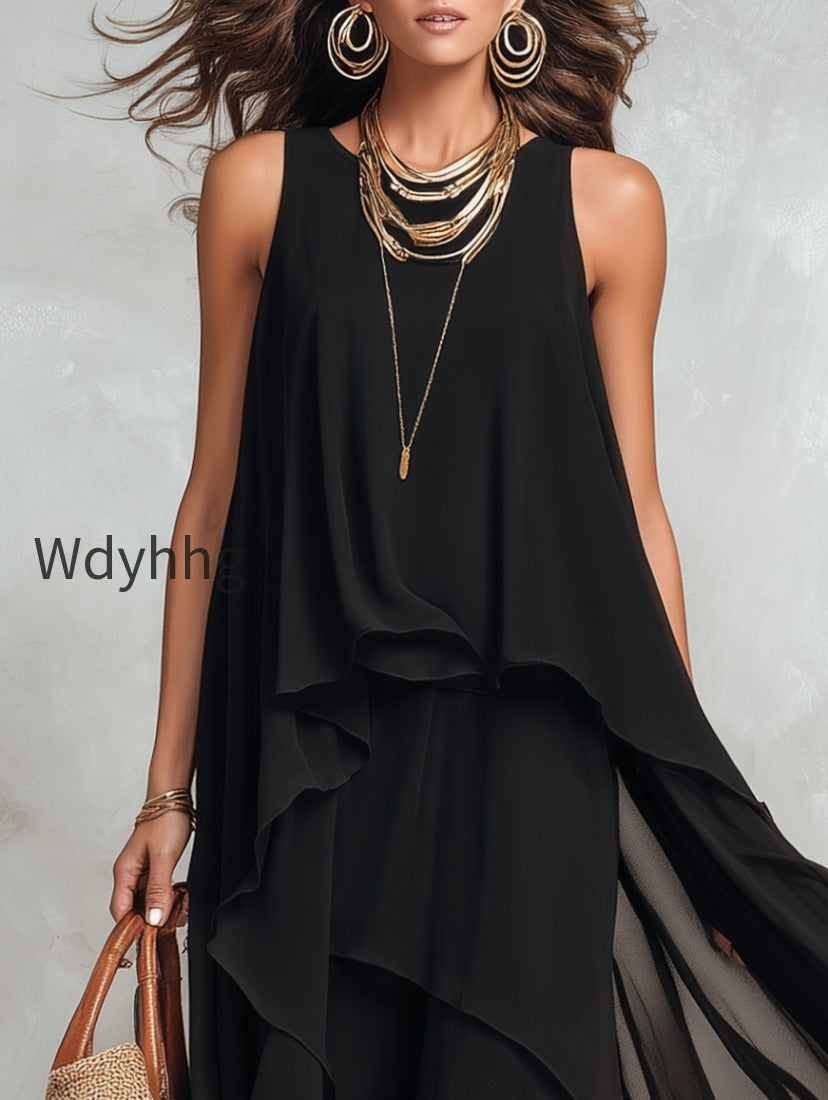 bohemian-black-layered-chiffon-maxi-dress